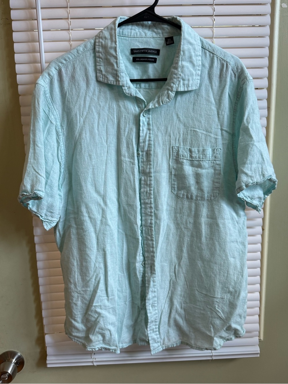 Saks Fifth Avenue Light Mint Short-Sleeve Linen Button-Down Shirt